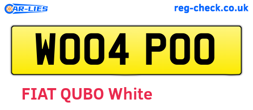 WO04POO are the vehicle registration plates.