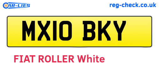 MX10BKY are the vehicle registration plates.