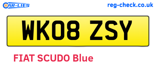 WK08ZSY are the vehicle registration plates.