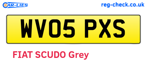 WV05PXS are the vehicle registration plates.