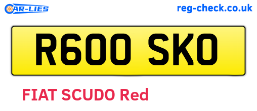 R600SKO are the vehicle registration plates.