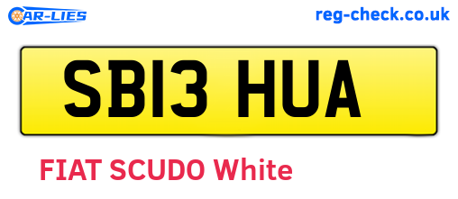 SB13HUA are the vehicle registration plates.