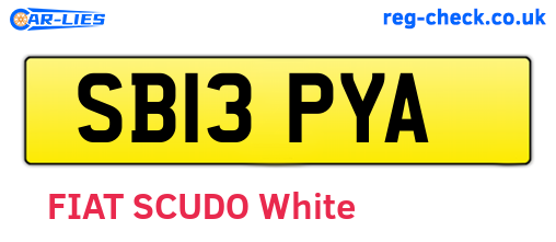 SB13PYA are the vehicle registration plates.