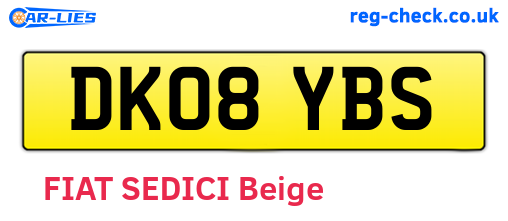 DK08YBS are the vehicle registration plates.
