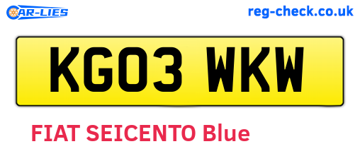 KG03WKW are the vehicle registration plates.