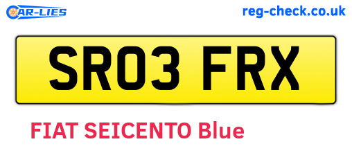 SR03FRX are the vehicle registration plates.