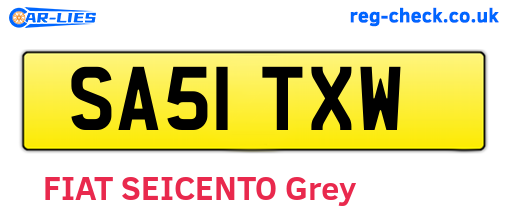 SA51TXW are the vehicle registration plates.