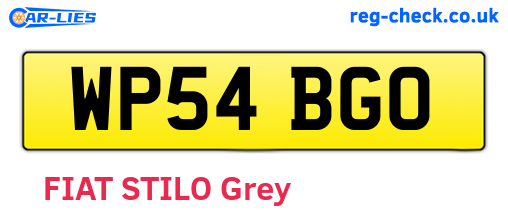 WP54BGO are the vehicle registration plates.