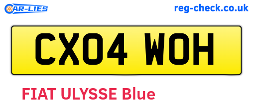 CX04WOH are the vehicle registration plates.