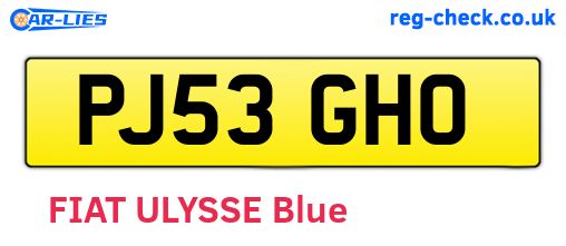 PJ53GHO are the vehicle registration plates.