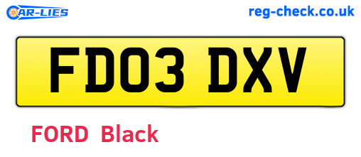 FD03DXV are the vehicle registration plates.