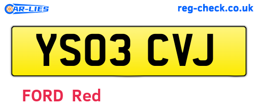 YS03CVJ are the vehicle registration plates.