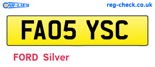 FA05YSC are the vehicle registration plates.