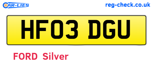 HF03DGU are the vehicle registration plates.