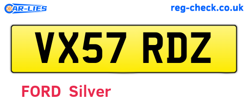 VX57RDZ are the vehicle registration plates.