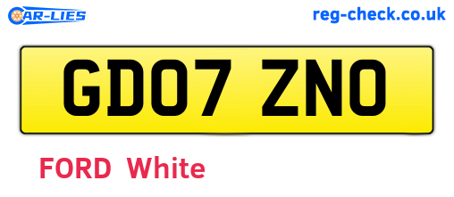 GD07ZNO are the vehicle registration plates.