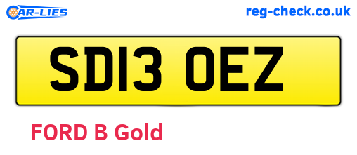 SD13OEZ are the vehicle registration plates.