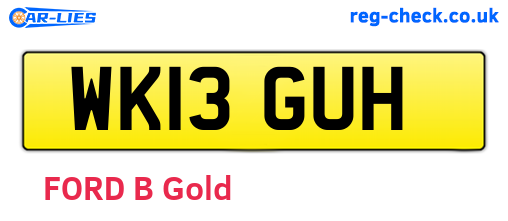 WK13GUH are the vehicle registration plates.