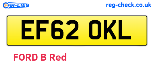 EF62OKL are the vehicle registration plates.