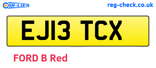 EJ13TCX are the vehicle registration plates.
