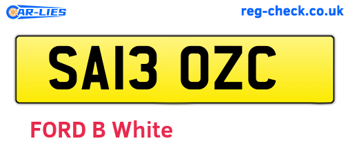 SA13OZC are the vehicle registration plates.