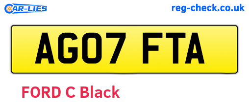 AG07FTA are the vehicle registration plates.