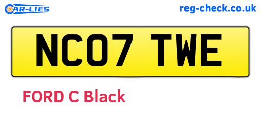 NC07TWE are the vehicle registration plates.
