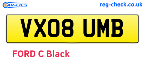 VX08UMB are the vehicle registration plates.