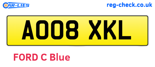 AO08XKL are the vehicle registration plates.