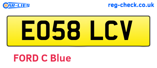 EO58LCV are the vehicle registration plates.