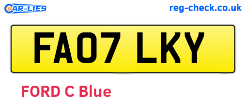 FA07LKY are the vehicle registration plates.