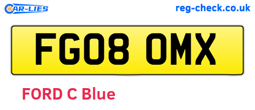 FG08OMX are the vehicle registration plates.