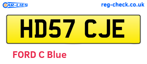 HD57CJE are the vehicle registration plates.
