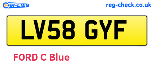 LV58GYF are the vehicle registration plates.