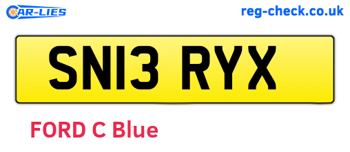 SN13RYX are the vehicle registration plates.