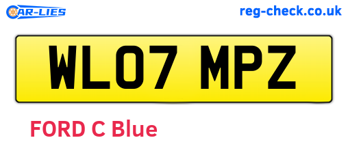 WL07MPZ are the vehicle registration plates.
