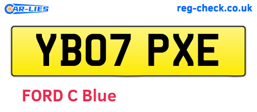 YB07PXE are the vehicle registration plates.