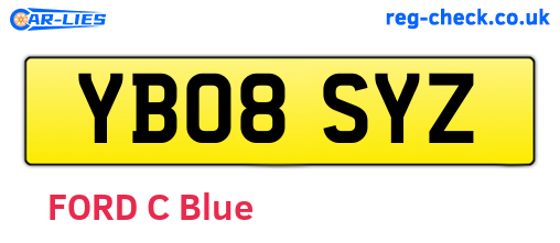 YB08SYZ are the vehicle registration plates.