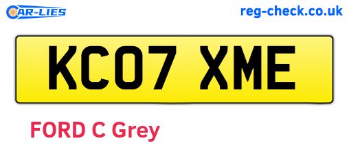 KC07XME are the vehicle registration plates.