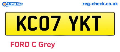 KC07YKT are the vehicle registration plates.
