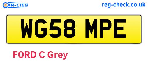 WG58MPE are the vehicle registration plates.