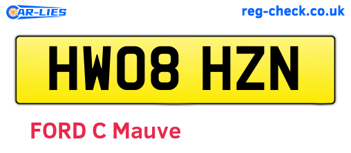 HW08HZN are the vehicle registration plates.