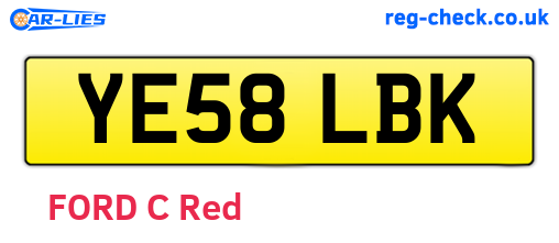 YE58LBK are the vehicle registration plates.