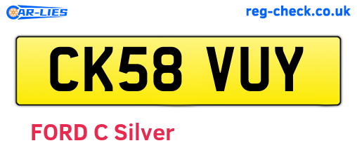 CK58VUY are the vehicle registration plates.