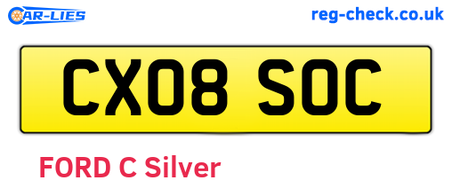 CX08SOC are the vehicle registration plates.
