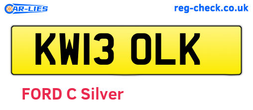 KW13OLK are the vehicle registration plates.