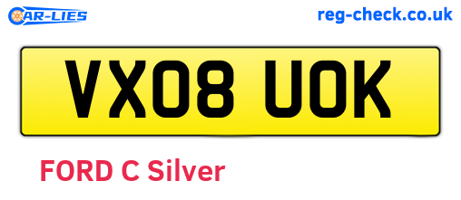 VX08UOK are the vehicle registration plates.