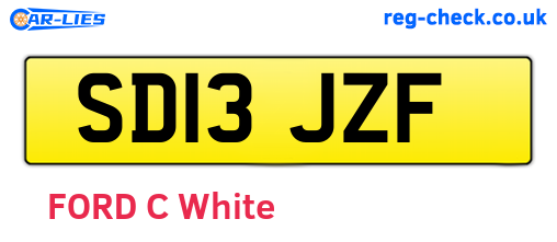 SD13JZF are the vehicle registration plates.