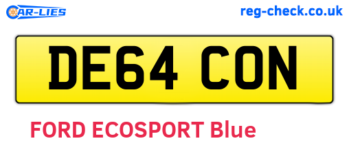 DE64CON are the vehicle registration plates.