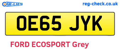 OE65JYK are the vehicle registration plates.